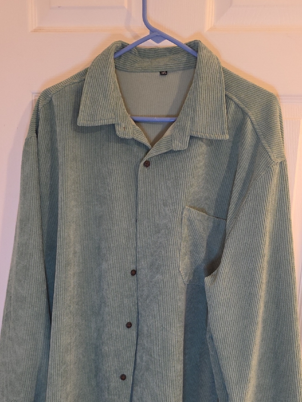 Men's Corduroy Button-Up Shirt Jacket in Sage Green
